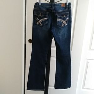l.e.i. Sophia hipster flare dark wash denim  jeans